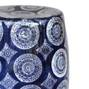 Geo Blue and White Garden Stool Woodka Interiors