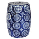 Geo Blue and White Garden Stool