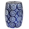 Geo Blue and White Garden Stool