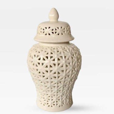 Ginger Jar White Criss Cross 41cm