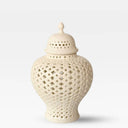 Cut Out White Ceramic Ginger Jar - 27cm