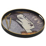 Geisha Girl Glass Round Tray in Grey by Woodka Interiors