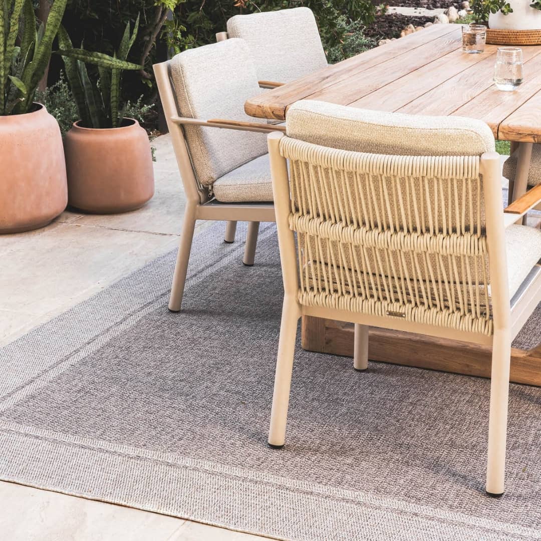 Durable and stylish Granada Strand Rug, perfect for outdoor patios, available online at Woodka Interiors South Africa.