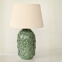 sculptural green ceramic lamp for nightstand side table