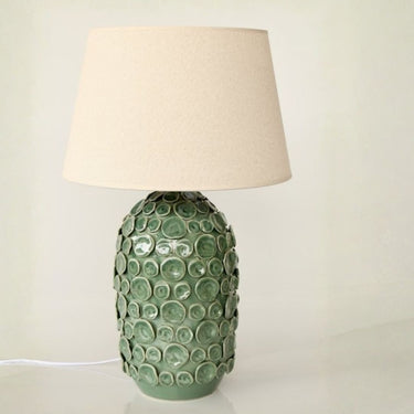 sculptural green ceramic lamp for nightstand side table