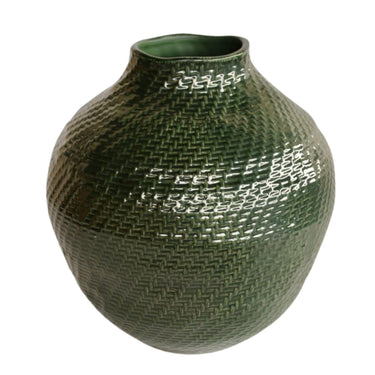 Green Weave Ceramic Vase