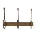 Hang-Out 3-hook wall rack by Woodka Interiors, in minimal solid brass backplate with three hand-finished vertical coat hooks.