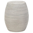 Harmony White Rattan Drum Stool by Woodka Interiors