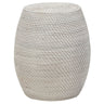 Harmony White Rattan Drum Stool by Woodka Interiors