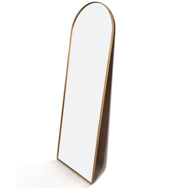 Steel-framed full-length mirror with hanging hooks, suitable for leaning or wall mounting, 180cm x 60cm.