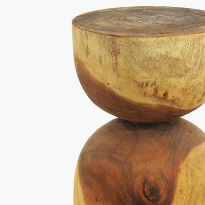 Hourglass Wooden Accent Stool close up