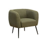 Green armchair with black legs on a white background