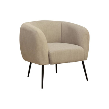 Beige armchair with black legs on a white background