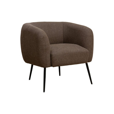 Brown armchair with black legs on a white background