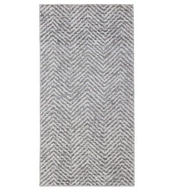 Impulse runner with geometric grey and white chevron pattern