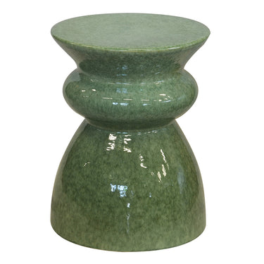 Jade stool with a sculptural ceramic design and glossy green finish, perfect for seating or as a side table. Available online at Woodka Interiors South Africa.