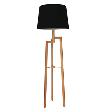 Jagger Floor Lamp with natural oak base and black lampshade