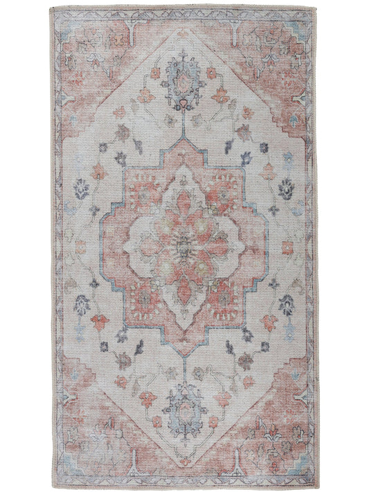 Juno Runner in Rosewater for entryways and kitchens. Inspired by classic Persian rug.