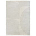 Light grey and white abstract curved block patterned rug.