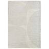 Light grey and white abstract curved block patterned rug.