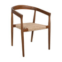 Kashmir Teak dining chair with natural frame and durable braided rattan rope weave seat.