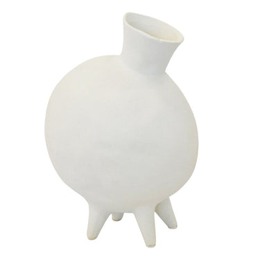 white ceramic vase with footed base