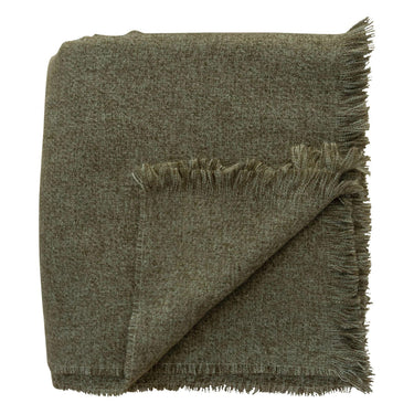 Lana Green throw blanket with frayed edges