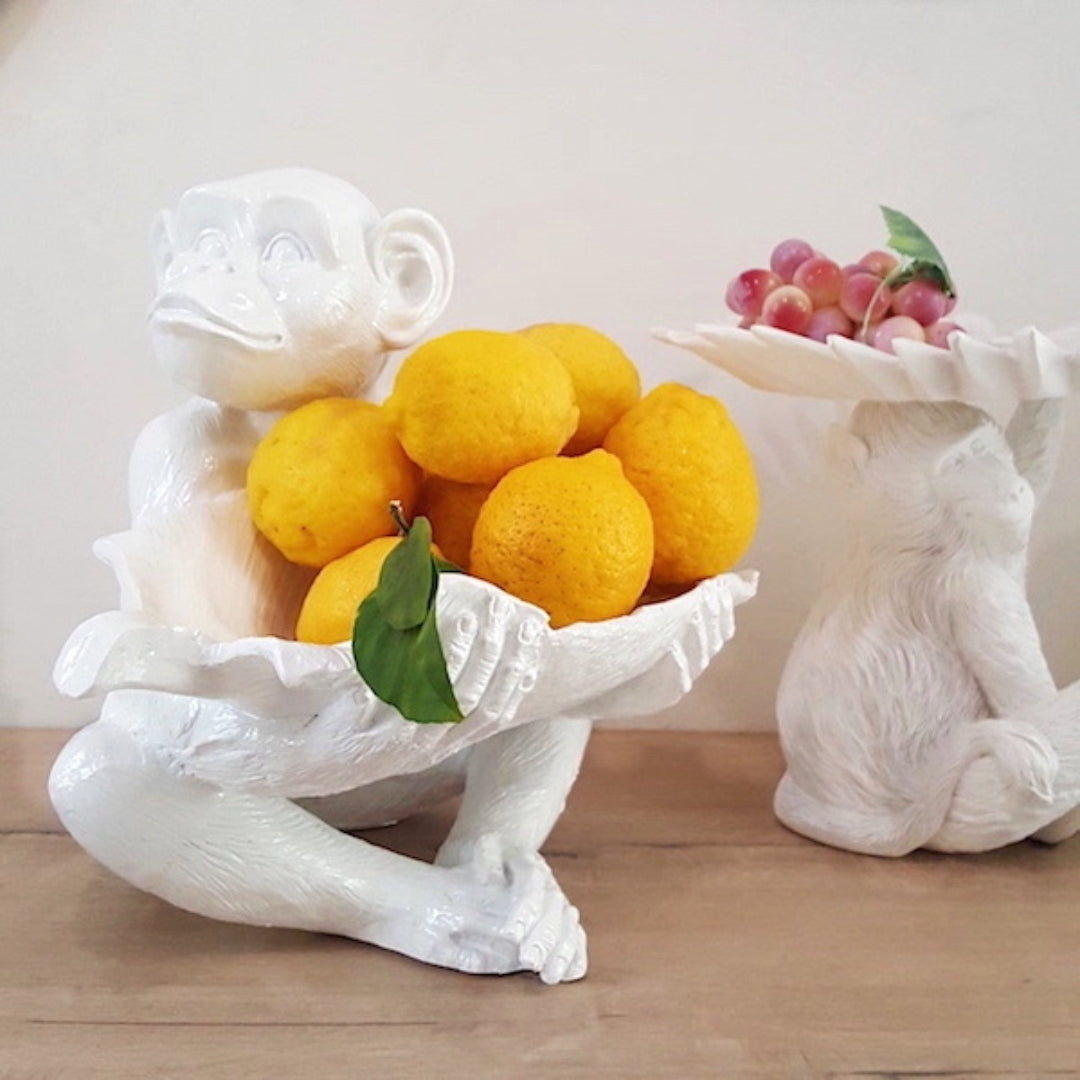 Leafy White Large Monkey Bowl - Woodka Interiors