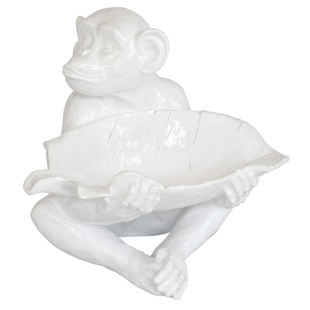 Leafy White Large Monkey Bowl