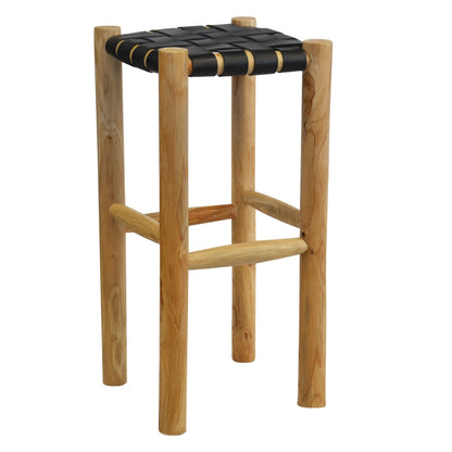 Black Leather Counter Stool for Kitchen Island Seating & Decor