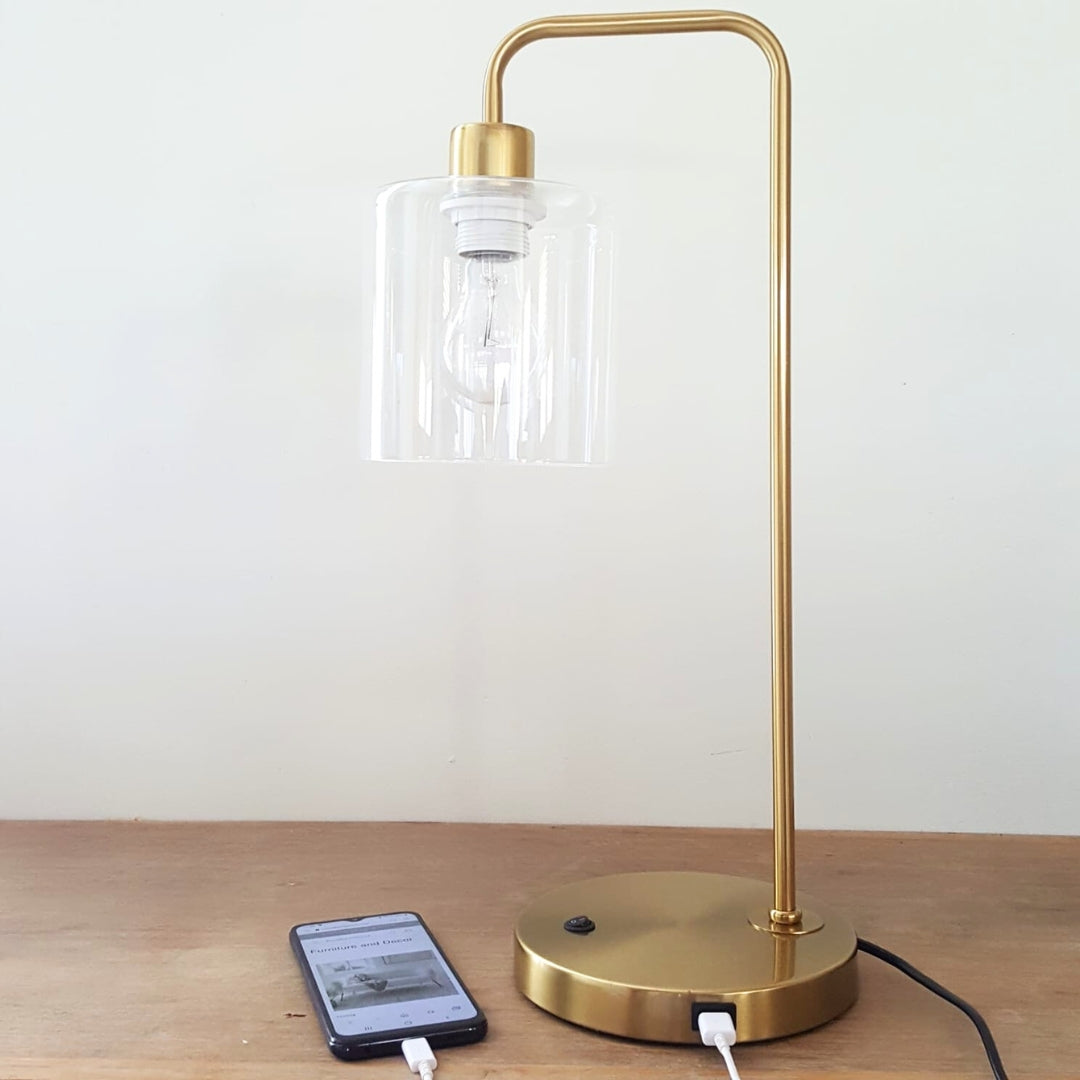 Lian Bedside Lamp With USB Charging Port By Woodka Interiors Table Lamps