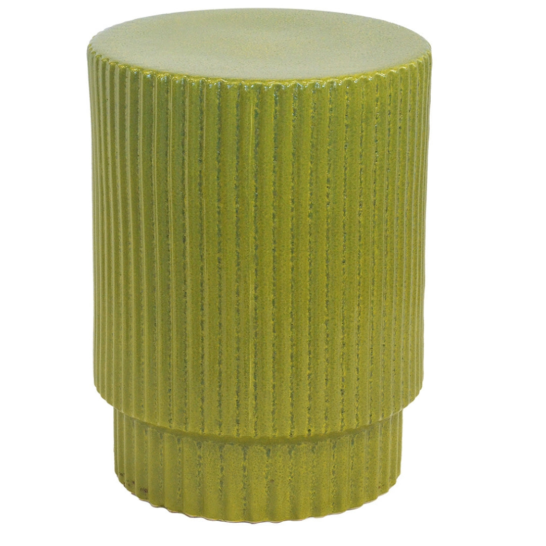 Lime Fluted Garden Stool By Woodka Interiors