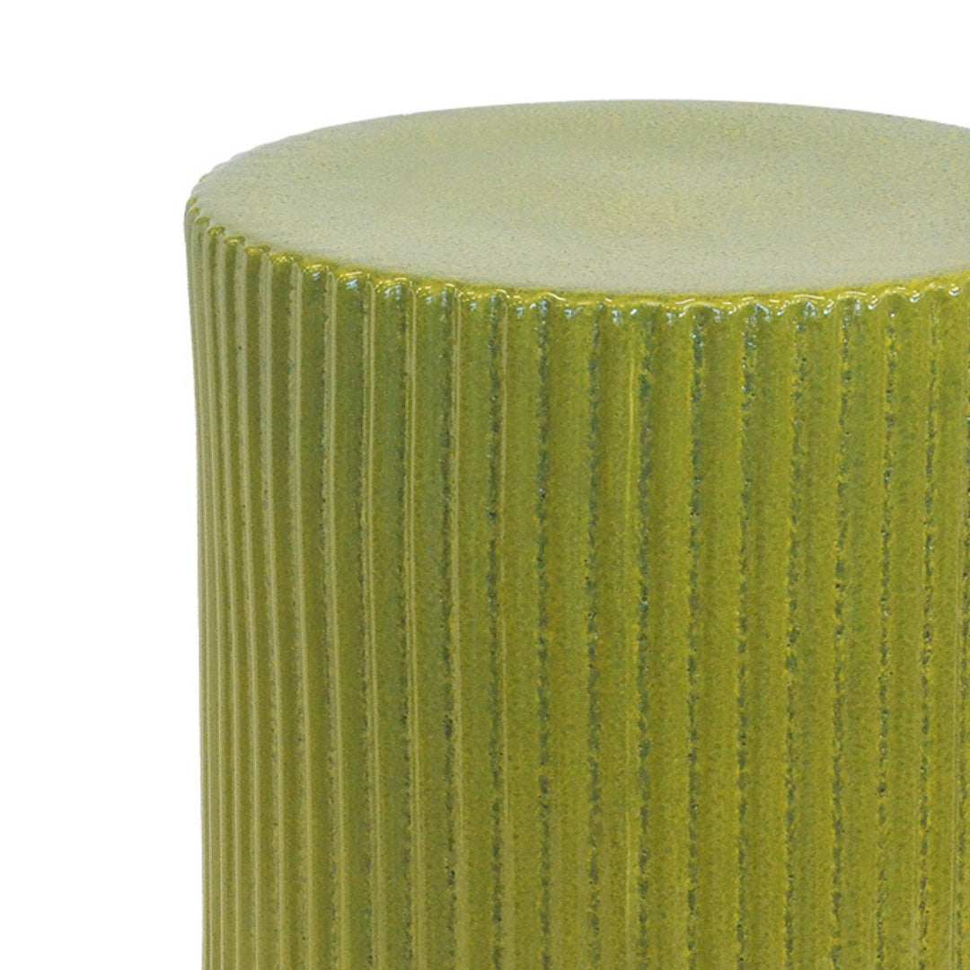 Fluted Ceramic Garden Stool - Lime | Woodka Interiors