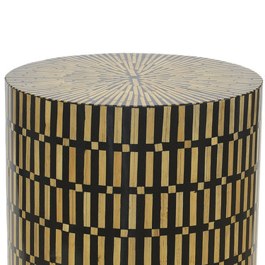 Close-up of detailed line and dotted design on Linea Accent Table