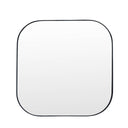 Modern minimalist rounded square wall mirror with a slim black metallic frame.