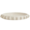 Lunaria off-white ceramic tray with a half-moon scalloped tab edge.