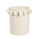 Lunaria ivory ceramic vase, a large vessel with half-moon scalloped tab design.