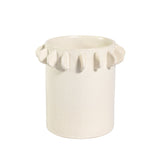 Lunaria ivory ceramic vase small vessel with half-moon scalloped tab edge design.