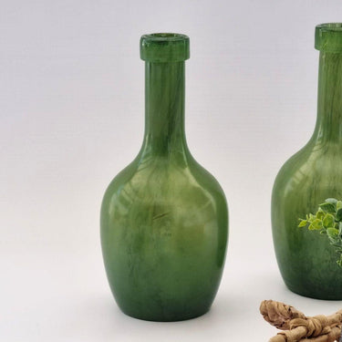 Lustre Vase green glass bottle shaped vase