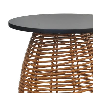 Scandinavian-inspired woven side table with open-weave design, available online at Woodka Interiors South Africa.