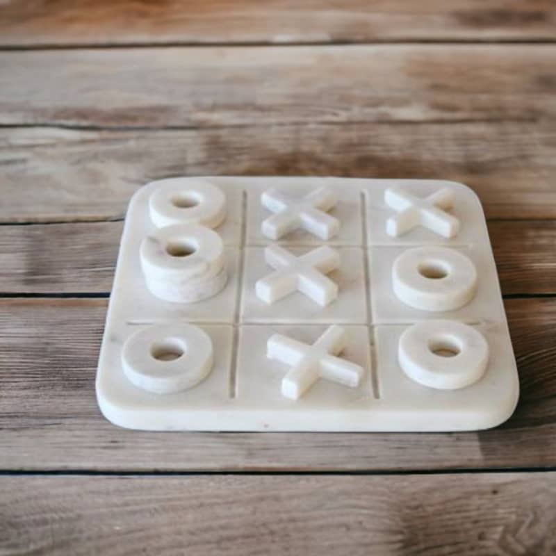 White Marble Noughts & Crosses | Luxury Game Set| Woodka Interiors