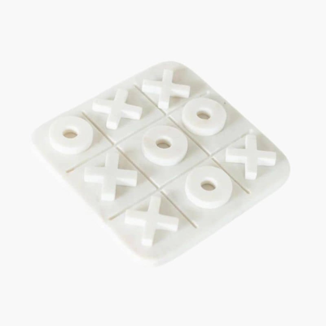 White Marble Noughts & Crosses | Luxury Game Set| Woodka Interiors