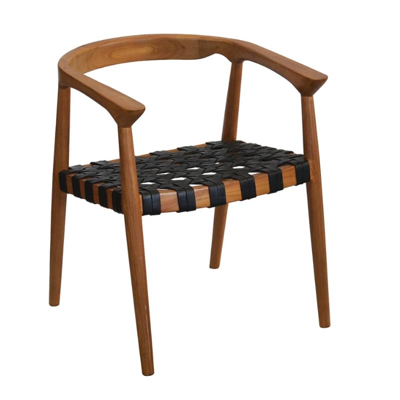 Marley Black Leather Strap Dining Chair