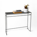 slim profile matt black metal console table