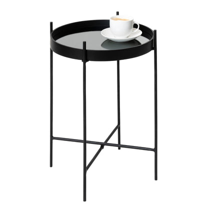 Matt Black Mirror Side Table home Decor Setting