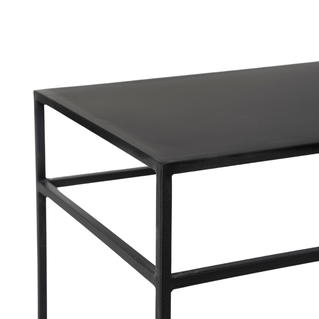 matt black finish on console table 