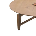 Close-up of the Molteno Oak Coffee Table surface showing the natural oak wood grain and raised tabletop detail
