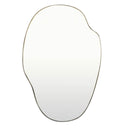 An organic-shaped wall mirror with a thin dark metal frame, shown against a plain white background.
