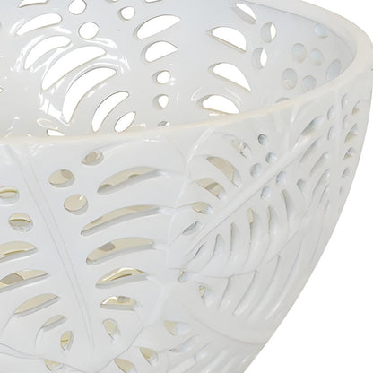 Monstera White Ceramic Bowl Woodka-Interiors