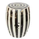 Motif Black And White Striped Accent Stool Top View